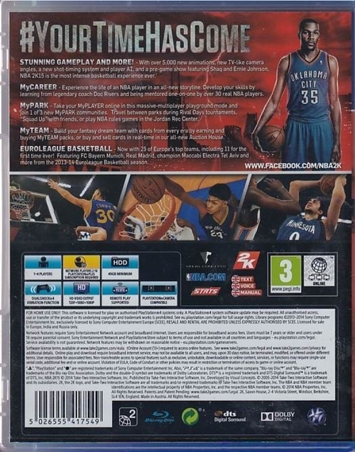 NBA 2K15 - Playstation 4 (B Grade) (Genbrug)